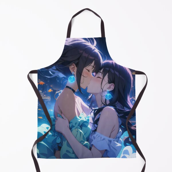 Item preview, Anime Girls Kissing in Underwater City designed and sold by ByteyCreatives.