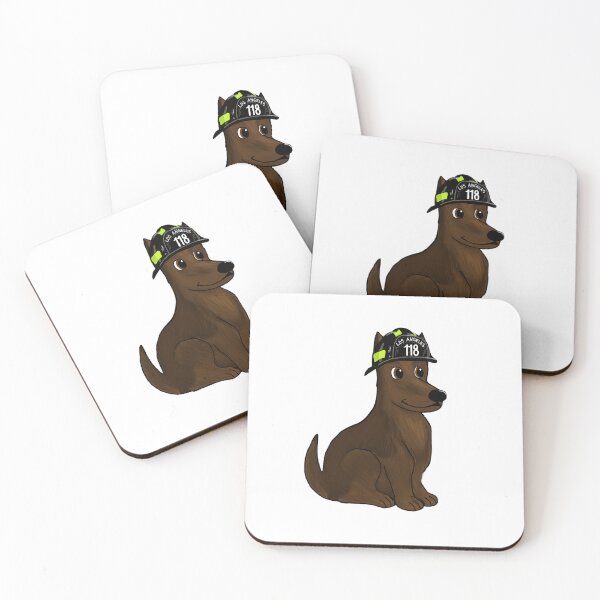 Item preview, Eddie Diaz German Shepherd (with firefighter helmet) designed and sold by RuthandRose.