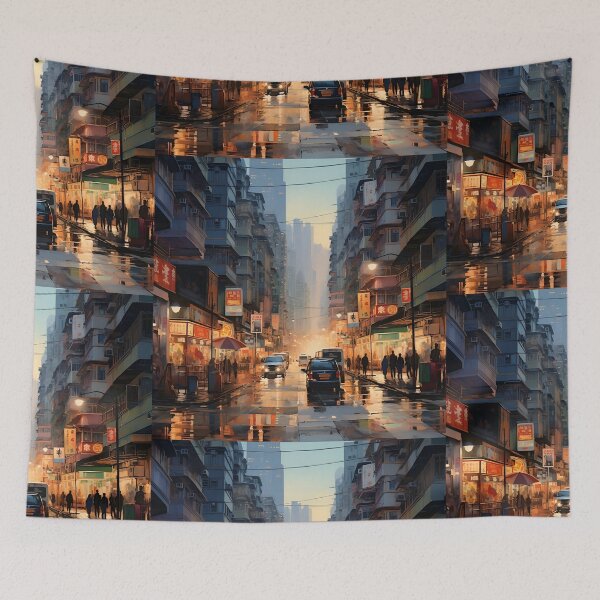 Item preview, a rainy Hong Kong street designed and sold by tired-puppy.