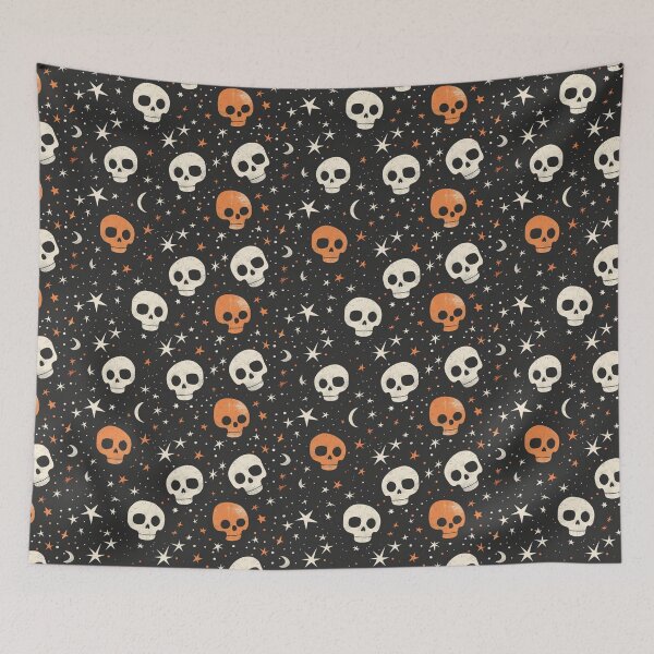 Item preview, Grunge Halloween Pumpkins, Stars and Moons on Black Background designed and sold by AgathaZolastore.