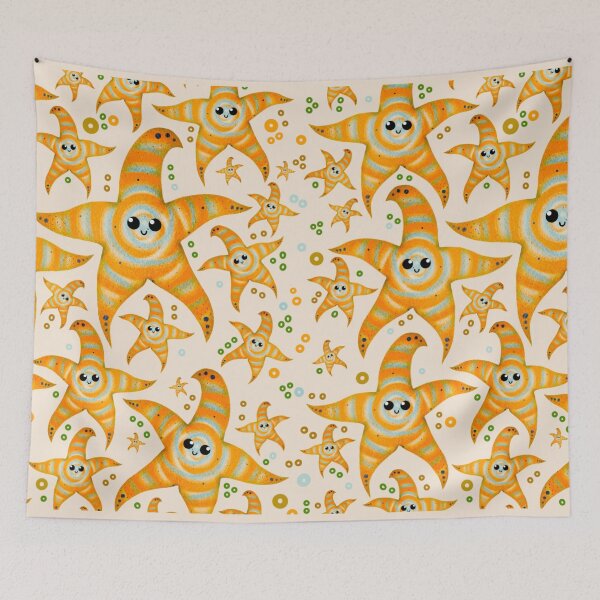 Item preview, cute orange spiral starfish - light designed and sold by doveydotdraws.