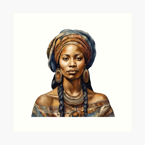 African Watercolor Art, African Woman, African Style Art Print