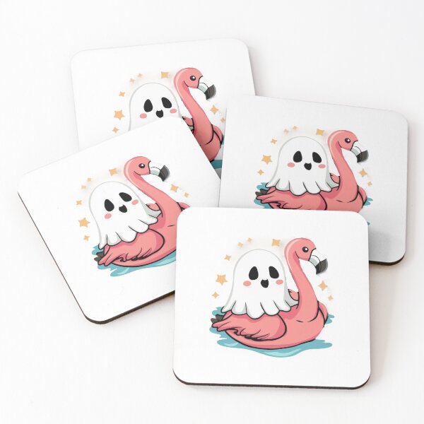Item preview, Vintage Retro Kawaii Ghost Chilling on Flamingo designed and sold by MyNiceDesigns.