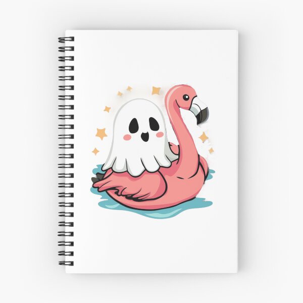 Item preview, Vintage Retro Kawaii Ghost Chilling on Flamingo designed and sold by MyNiceDesigns.