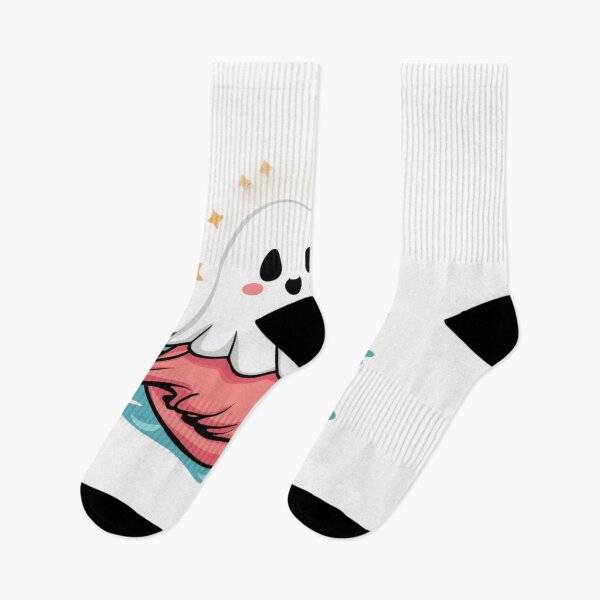Item preview, Vintage Retro Kawaii Ghost Chilling on Flamingo designed and sold by MyNiceDesigns.