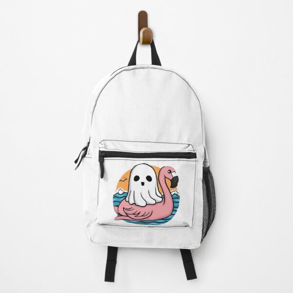 Item preview, Vintage Retro Kawaii Ghost Chilling on Flamingo 2 designed and sold by MyNiceDesigns.