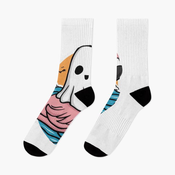 Item preview, Vintage Retro Kawaii Ghost Chilling on Flamingo 2 designed and sold by MyNiceDesigns.