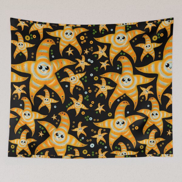Item preview, cute orange spiral starfish - dark designed and sold by doveydotdraws.