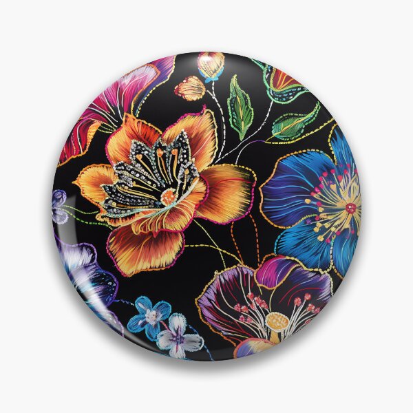 Item preview, "Midnight Garden: Embroidered Floral Fantasy" designed and sold by Art-Vortex-fr.