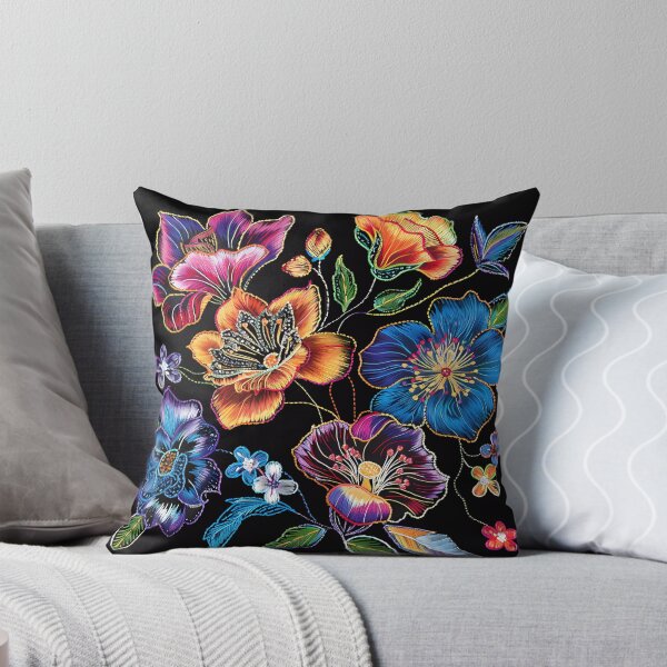Item preview, "Midnight Garden: Embroidered Floral Fantasy" designed and sold by Art-Vortex-fr.