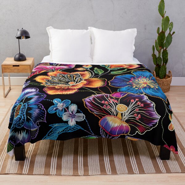 Item preview, "Midnight Garden: Embroidered Floral Fantasy" designed and sold by Art-Vortex-fr.