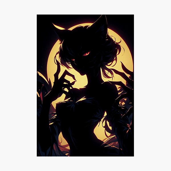 Item preview, Cute Creepy Cat-girl Anime Silhouette Art designed and sold by ByteyCreatives.