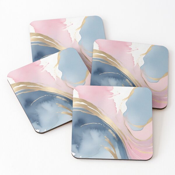 Item preview, Elegancia serena: acuarela azul con detalles dorados y rosas designed and sold by FreedomToDesign.