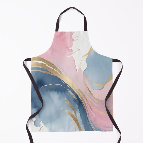 Aperçu de l'œuvre Élégance sereine : aquarelle bleue avec des accents dorés et roses créée et vendue par FreedomToDesign.