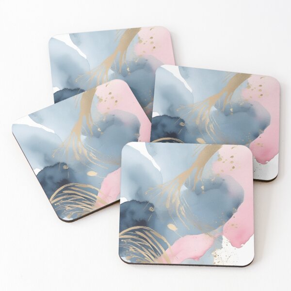 Item preview, Lujo tranquilo: diseño azul fluido con reflejos dorados y toques rosas suaves designed and sold by FreedomToDesign.