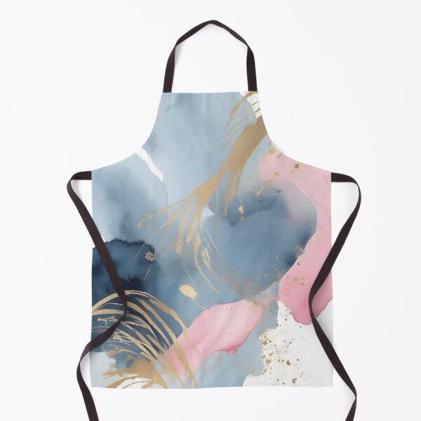 Aperçu de l'œuvre Luxe tranquille : un design bleu fluide avec des reflets dorés et des touches de rose tendre créée et vendue par FreedomToDesign.
