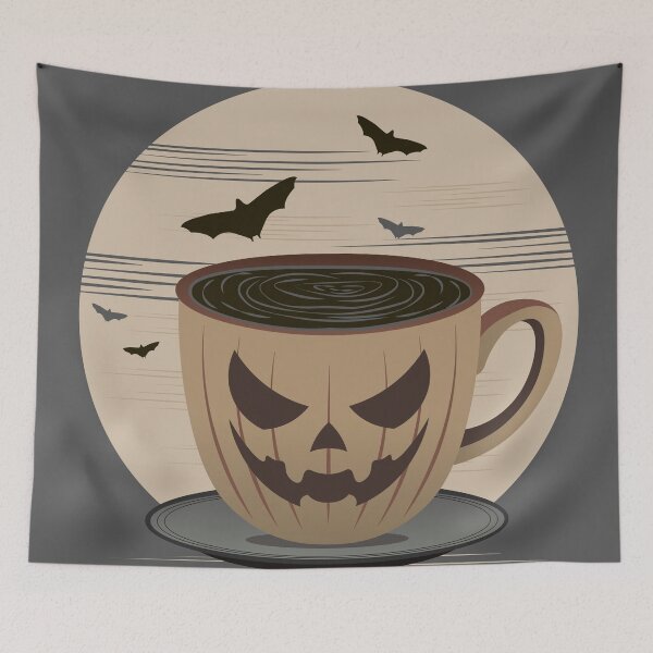 Item preview, Coffee Cup With a Spooky Face Carving designed and sold by iamKaye.