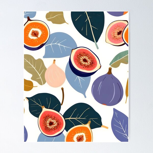 Item preview, Fig Bohème, Botanical Fruits Food Nature, Vintage Plants Free-style Illustration Jungle, Garden Forest Summer Juicy Bohemian Sweetness Art Print designed and sold by 83oranges.com.