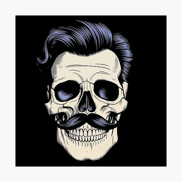 Item preview, Hipster Skull with Moustache Color designed and sold by pauloss.