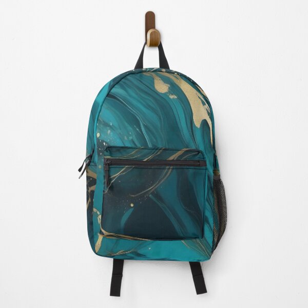 Item preview, Oceanic Elegance: Teal and Blue Abstract with Golden Highlights designed and sold by FreedomToDesign.