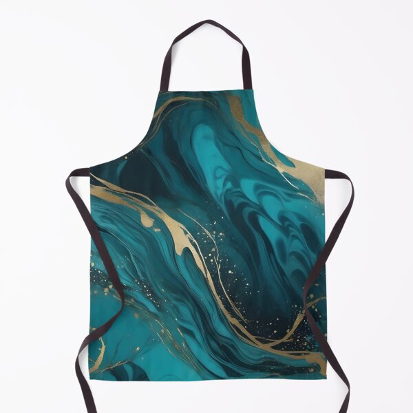 Item preview, Oceanic Elegance: Teal and Blue Abstract with Golden Highlights designed and sold by FreedomToDesign.