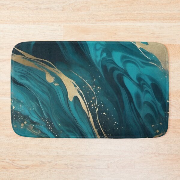 Item preview, Oceanic Elegance: Teal and Blue Abstract with Golden Highlights designed and sold by FreedomToDesign.