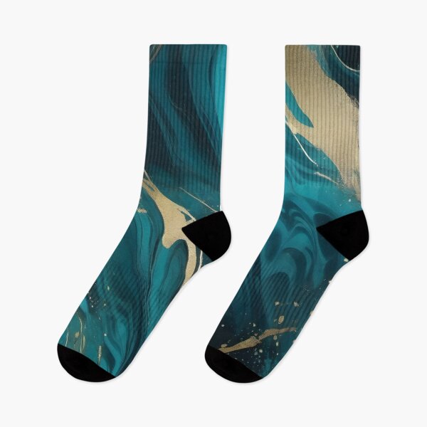 Item preview, Oceanic Elegance: Teal and Blue Abstract with Golden Highlights designed and sold by FreedomToDesign.