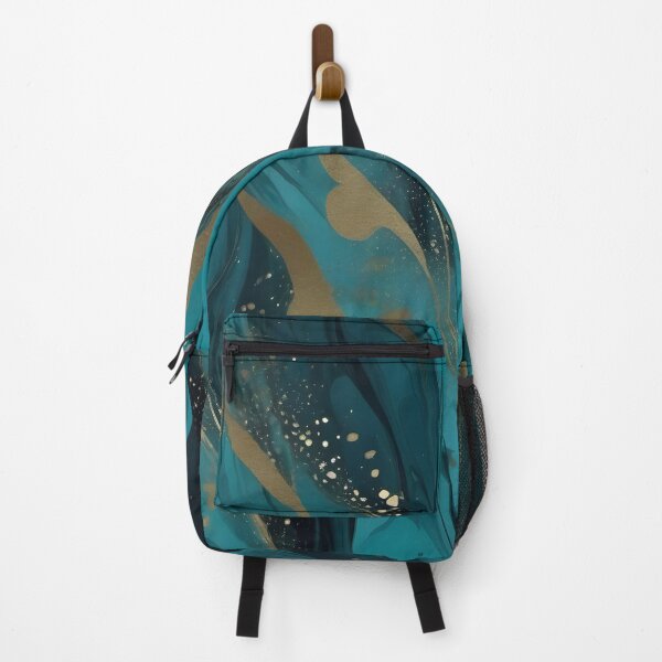 Item preview, Tranquil Depths: Fluid Teal Design with Gold Accents designed and sold by FreedomToDesign.