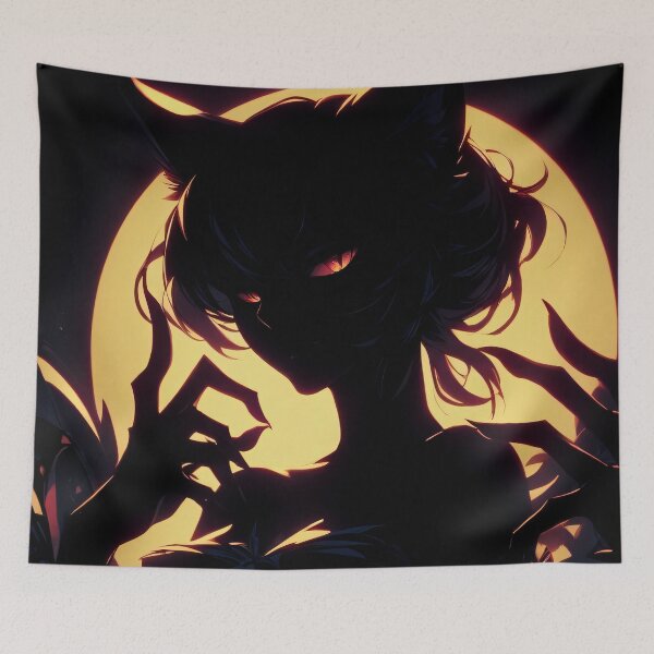 Item preview, Cute Creepy Cat-girl Anime Silhouette Art designed and sold by ByteyCreatives.
