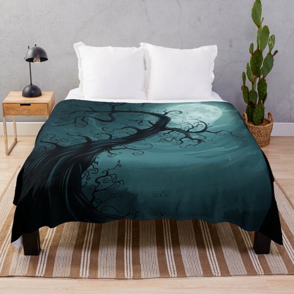 Item preview, A twisted tree silhouette against a full moon in a night sky designed and sold by Jerhus.
