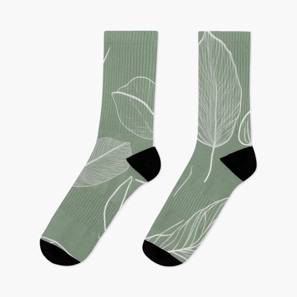 Item preview, Whispers of Nature: Minimalist Green with White Leaf Outlines designed and sold by FreedomToDesign.