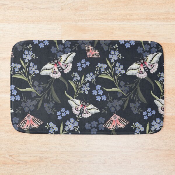 Item preview, forget me nots and moths watercolor pattern designed and sold by LindaSitniece.