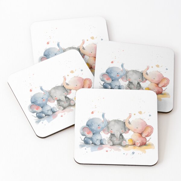 Item preview, Charming Baby Elephants: Watercolor Joy designed and sold by AI-Only Creations.