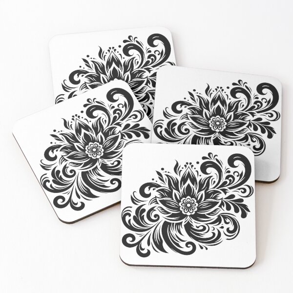 Item preview, Black flowers ornament designed and sold by AnnArtshock.