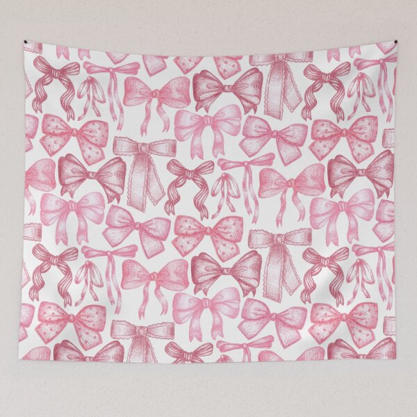 Item preview, Pink Cute & Croquette Bows Pattern designed and sold by MilaMooDesigns.