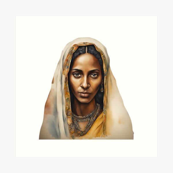 Eritrean Watercolor Art, Eritrean Woman, African Style, Eritrea Art Print