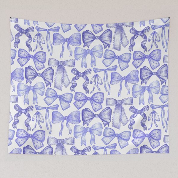 Item preview, Denim Blue Cute & Croquette Bows Pattern designed and sold by MilaMooDesigns.