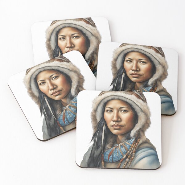 Item preview, Inuit Watercolor Art, Inuit Woman, Inuit Style, Yupik, Alaska designed and sold by SRLND.