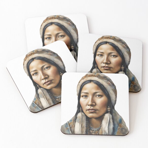 Item preview, Inuit Watercolor Art, Inuit Woman, Inuit Style, Yupik, Alaska designed and sold by SRLND.