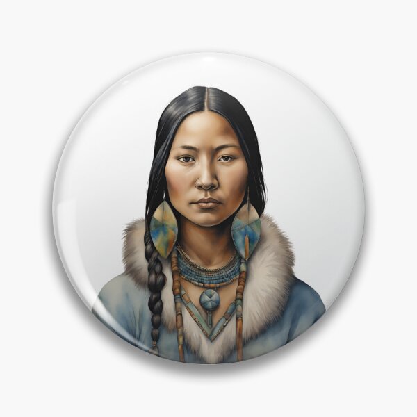Item preview, Inuit Watercolor Art, Inuit Woman, Inuit Style, Yupik, Alaska designed and sold by SRLND.