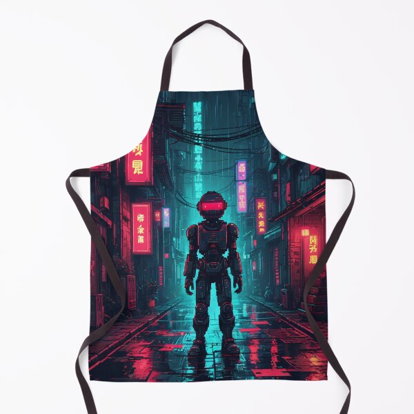Item preview, Robot in traditional cyberpunk street designed and sold by AIExtinctionist.
