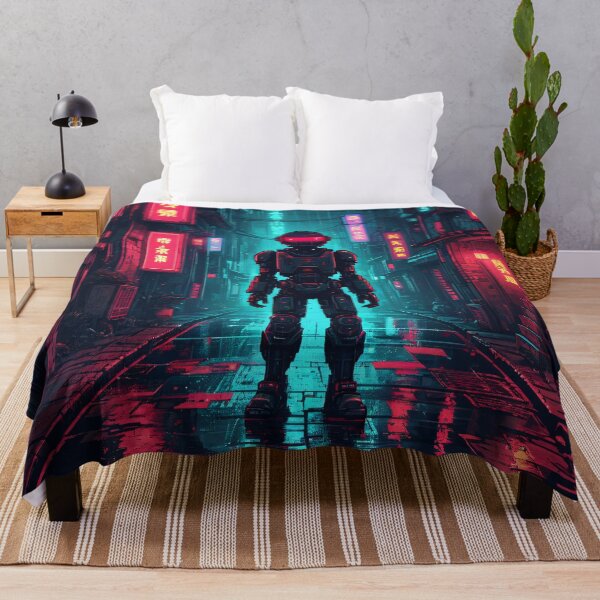 Item preview, Robot in traditional cyberpunk street designed and sold by AIExtinctionist.