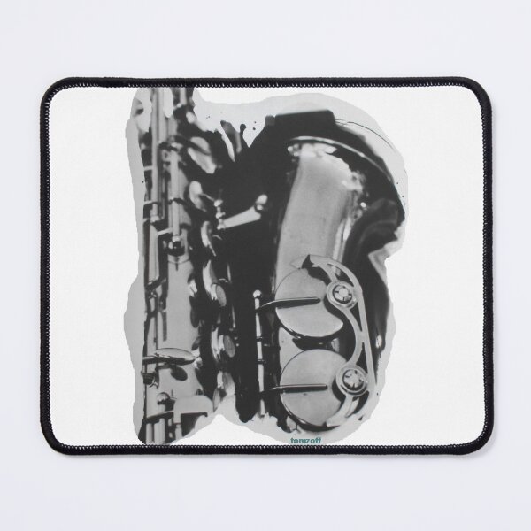 Item preview, Tenor saxophone, photographed in black and white designed and sold by ZoffArt-Shop.