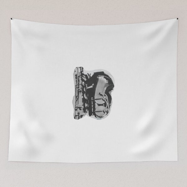 Item preview, Tenor saxophone, photographed in black and white designed and sold by ZoffArt-Shop.