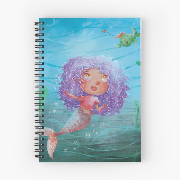 Item preview, Cute mermaid with watercolor passionate fish designed and sold by NineSketch.
