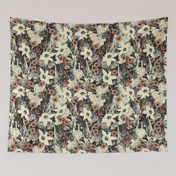 Item preview, Light yellow lilies with orange flowers on a black background designed and sold by Alex  Blud.