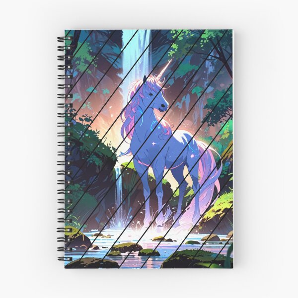 Item preview, "Mystic Waterfall" anime style unicorn illustration designed and sold by KatDesings.