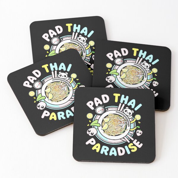 Artikelvorschau, PAD THAI PARADISE: Ein lebendiges Cartoon-Fest in Schwarz, Weiß, Blau und Orange entworfen und verkauft von SplashTastic.