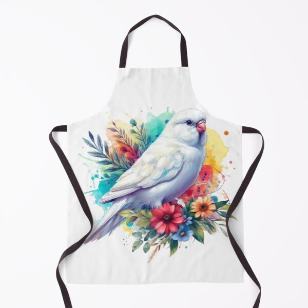 Item preview, A beautiful white canary with several colorful leaves and flowers in the background designed and sold by Marcoshop10.