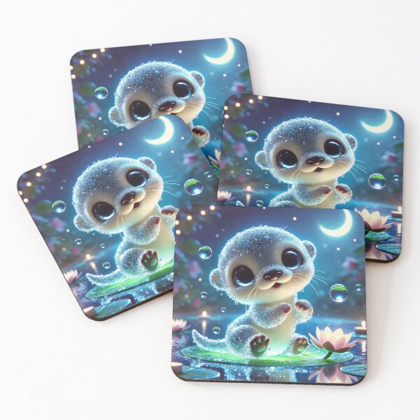 Item preview, Playful Water Otter Under Moonlight designed and sold by TeslaSt0re.